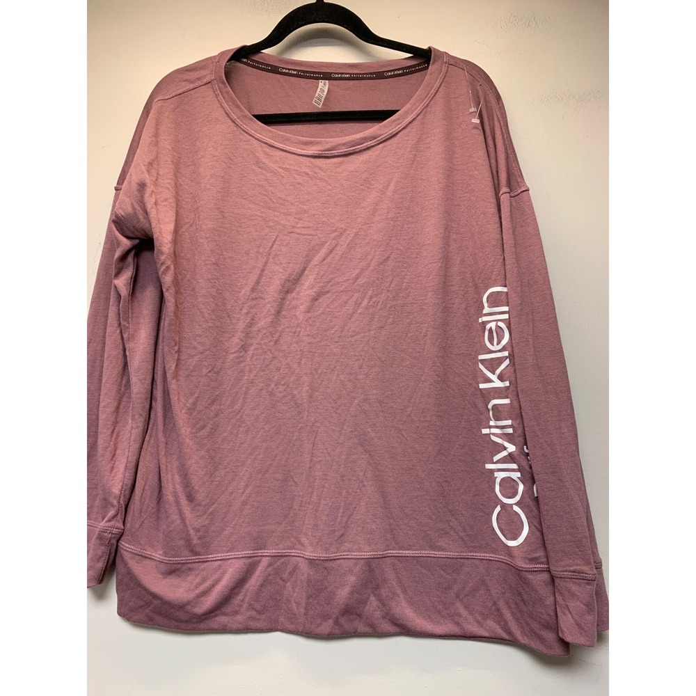 Calvin Klein Performance‎ Top Womens Medium Mauve Excellent Logo Long Sleeve